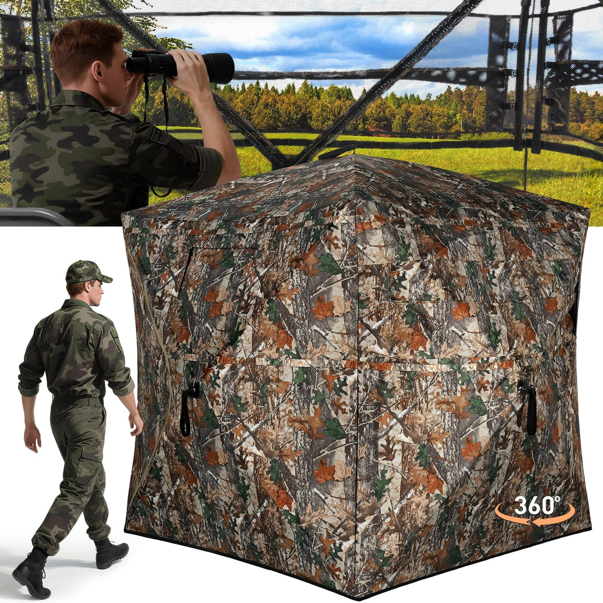 TLC Sport Hunting Blind, 270°/360° See Through Ground Blind for 2-4 Person