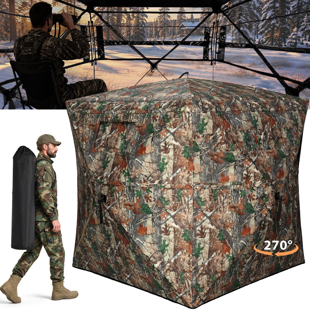 TLC Sport Hunting Blind, 270°/360° See Through Ground Blind for 2-4 Person