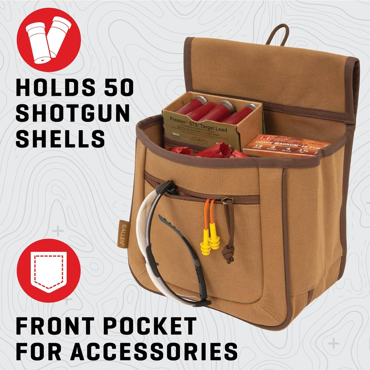 Allen Company Rival Double Compartment Shell Bag & 52" Waist Belt, Tan