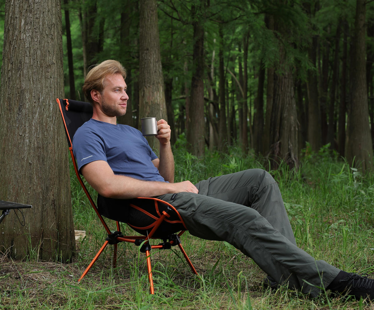 MARCHWAY Lightweight High Back Folding Camping Chair with Head Support