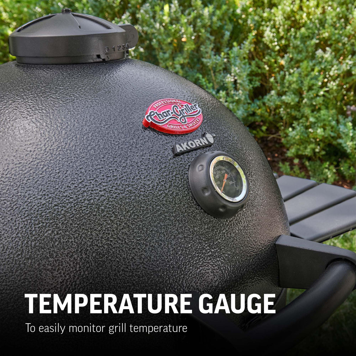 Char-Griller AKORN Jr. Portable Kamado Charcoal Grill and Smoker, Triple-Wall Insulated Steel with Cast Iron Grates and Locking Lid, 155 Sq. In. Cooking Area, Ash