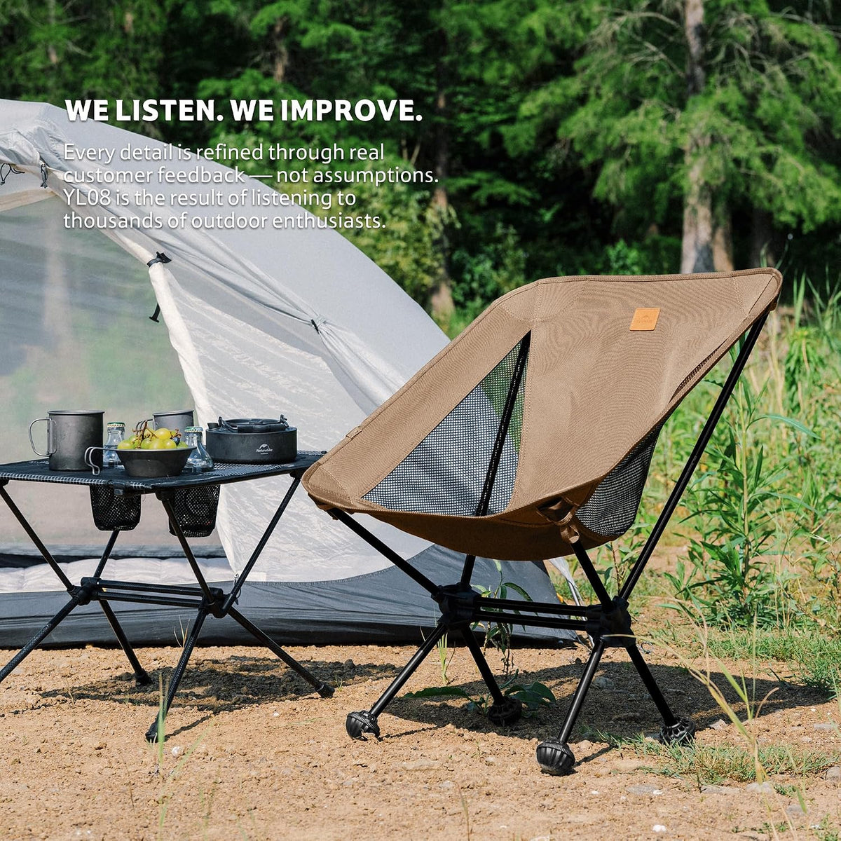 Naturehike YL08 Ultralight Camping Chair — Only 2.12 LBS, Anti-Sinking Feet