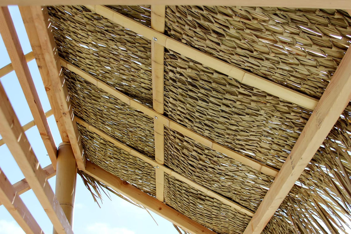 Forever Bamboo Mexican Palm Thatch Roof Runner Roll Duck Blind Grass Tiki Hut Thatch Duck Boat Blinds Palapa Thatch Roofing for Tiki Bar Huts 35 in H x 30 ft L