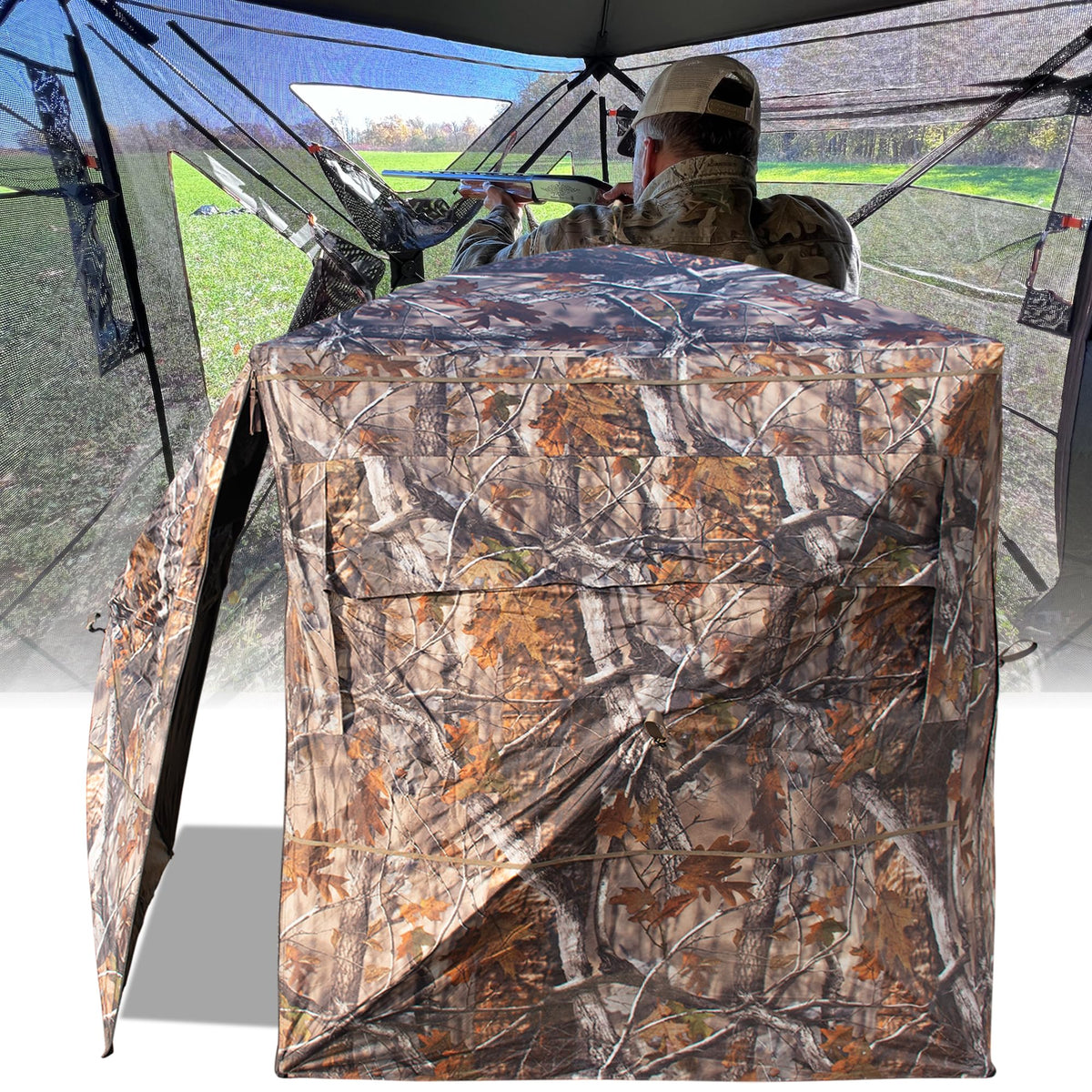 THUNDERBAY SPUR Collector 3 Person Hunting Blind, Portable Ground Blind with Silent Windows, Portable Durable Hunting Tent for Deer & Turkey Hunting