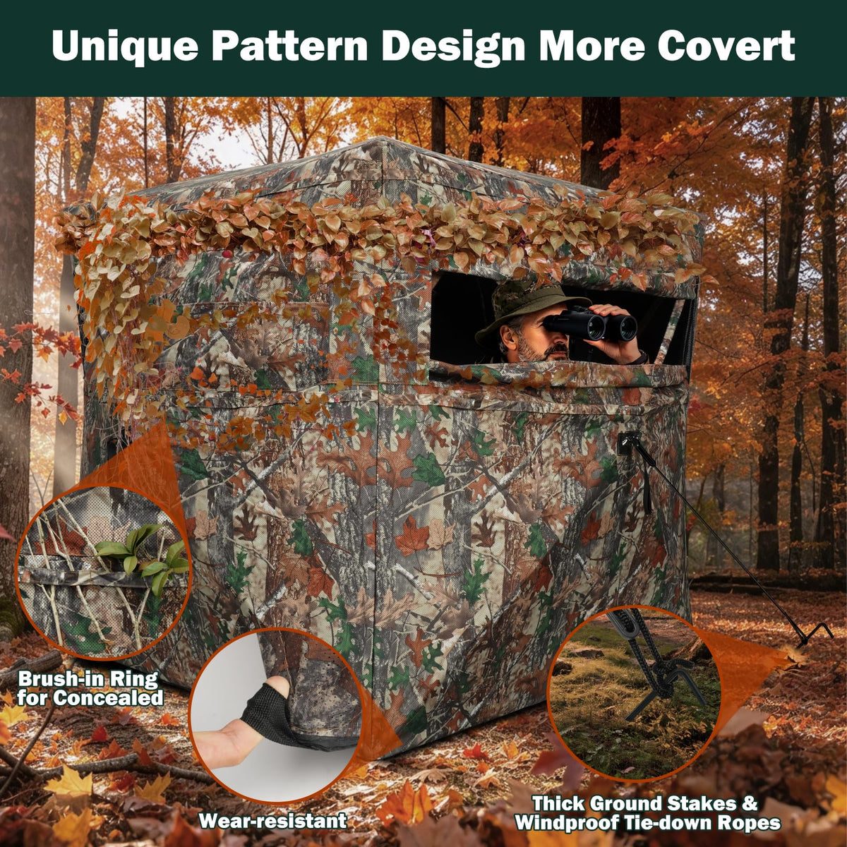 TLC Sport Hunting Blind, 270°/360° See Through Ground Blind for 2-4 Person