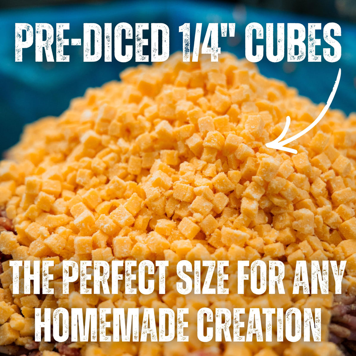 Bearded Butchers High-Temp Cheddar Cheese 2.5 lbs – Shelf-Stable 1/4" Cubes for Up to 25 lbs of Meat, 400°F High-Temperature Cheese – Ideal for Sausage Making, Brats, Snack Sticks, Burgers, and More