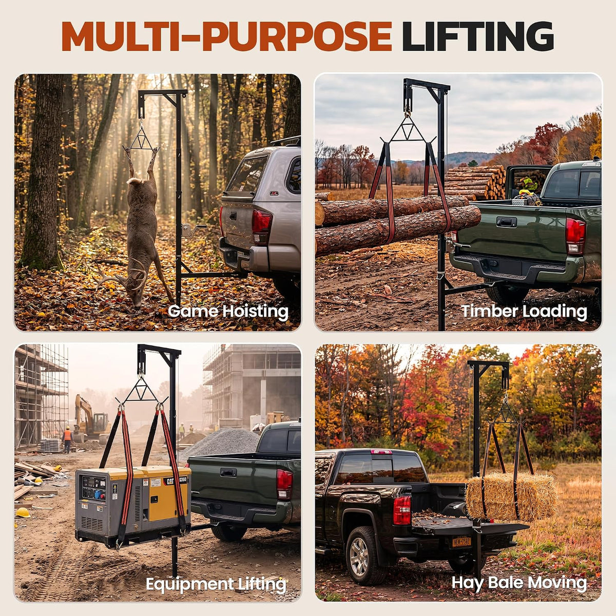 Mossy Oak Truck Hitch Game Hoist with Gambrel, 400 LB Capacity Deer Hanger