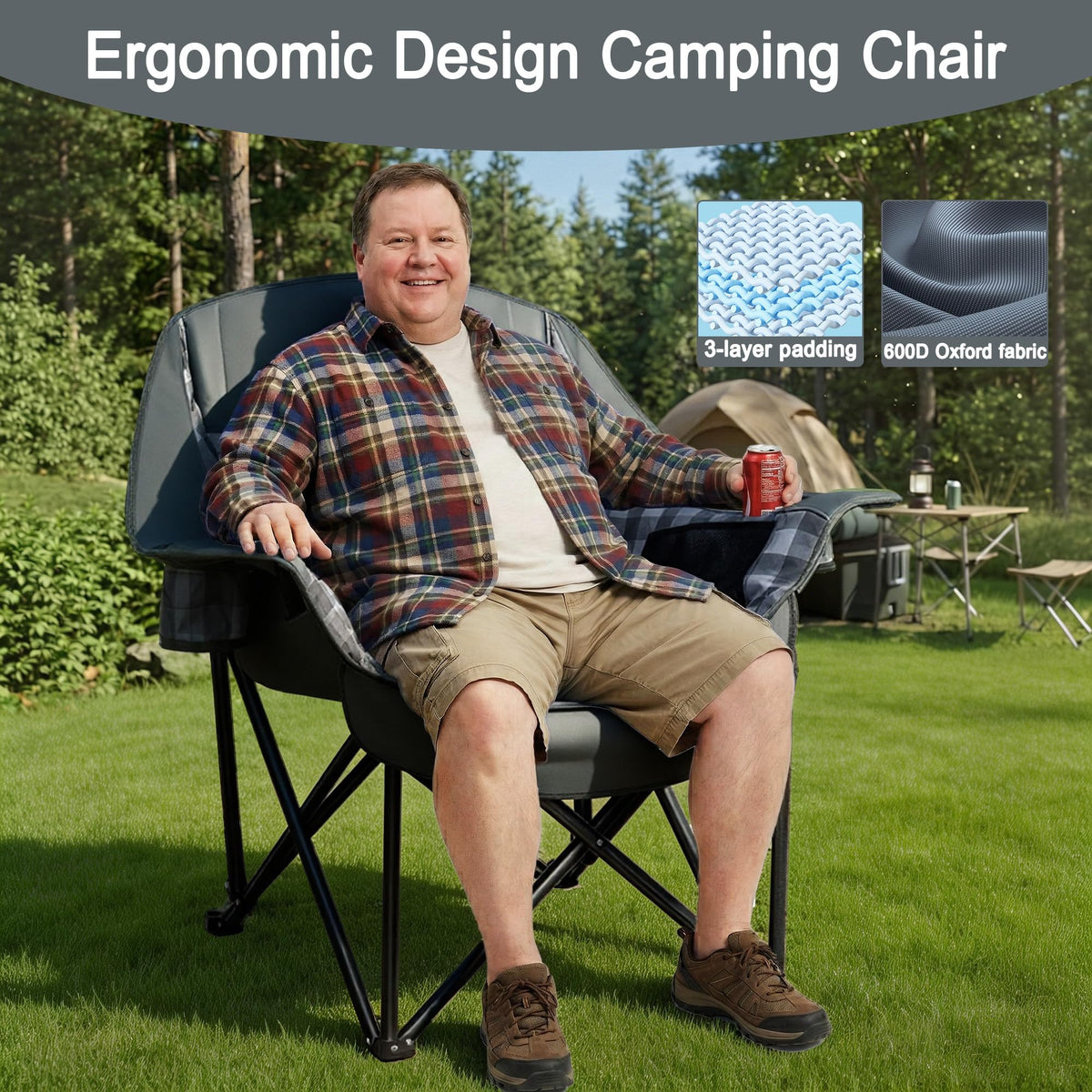 Youtanic Oversized Camping Chair, Portable Folding Camping Chairs