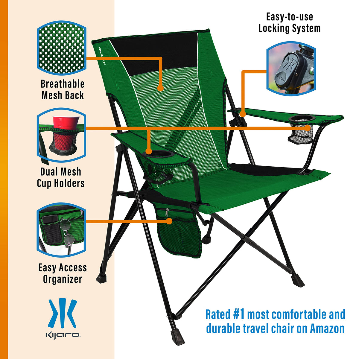 Kijaro Dual Lock Chair Color: Victoria Desert Orange