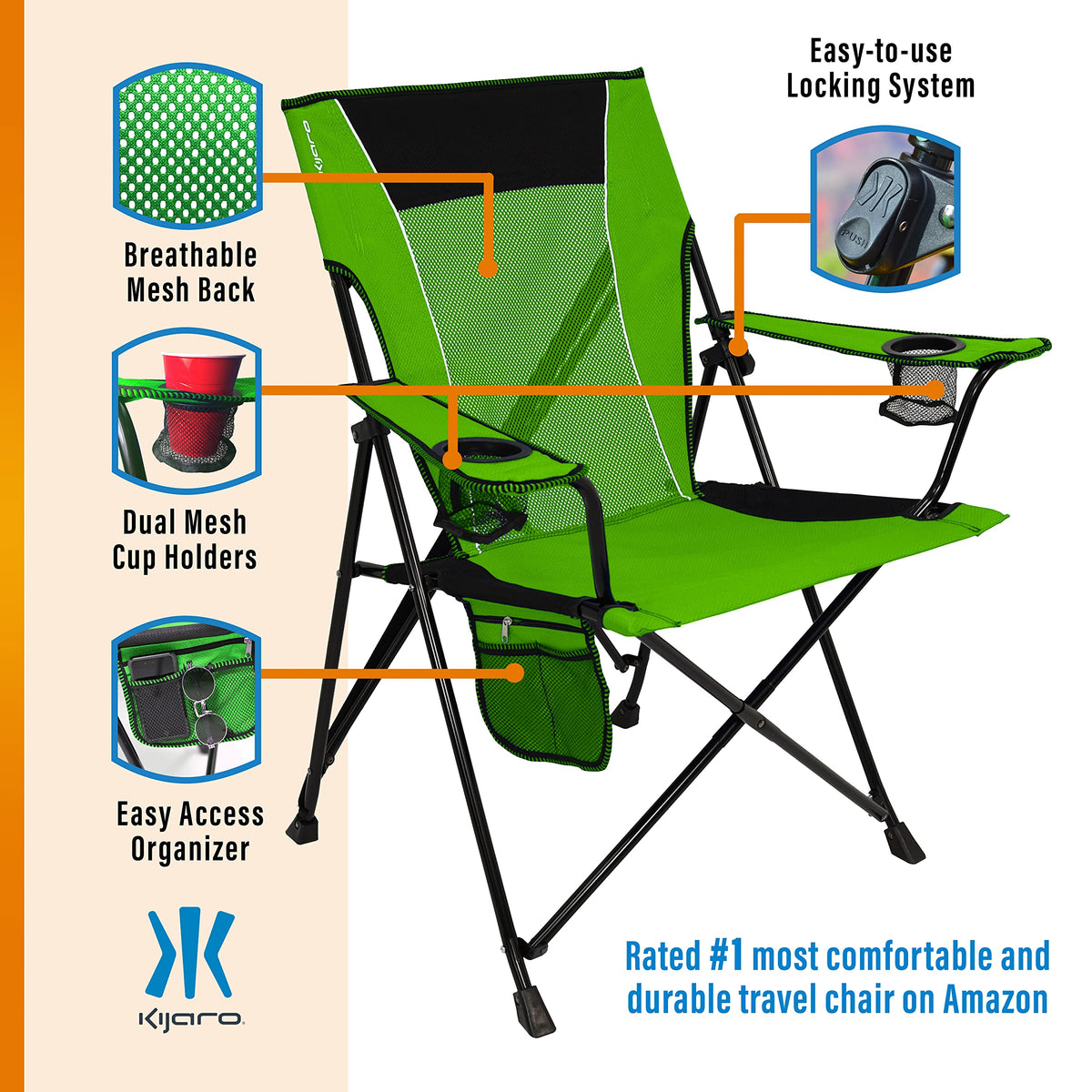 Kijaro Dual Lock Chair Color: Victoria Desert Orange