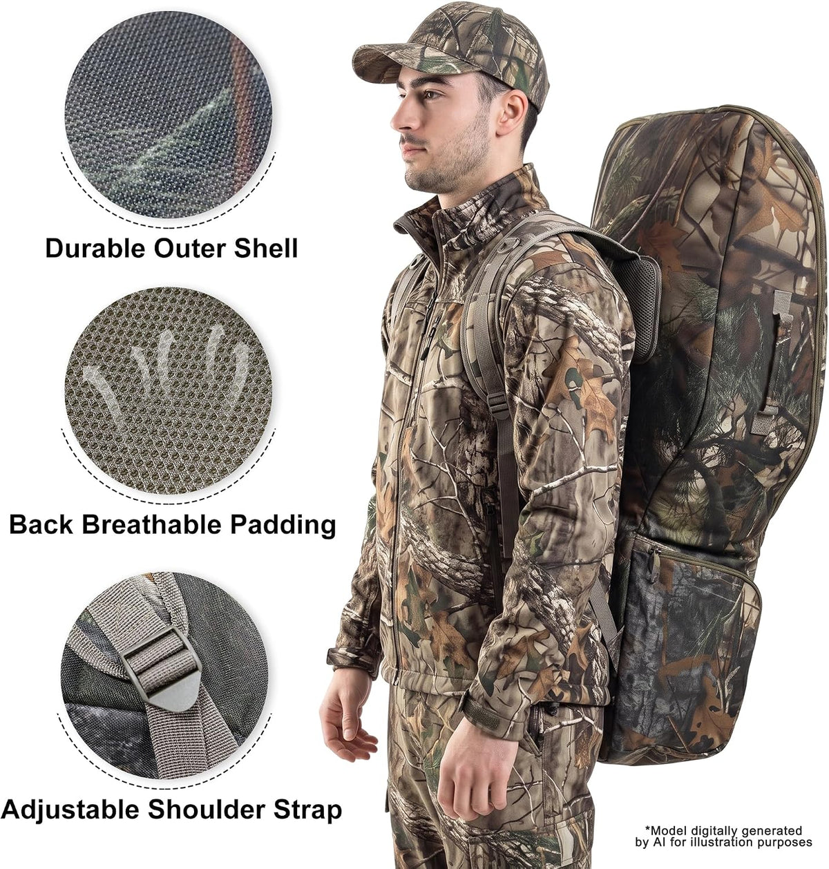 MYDAYS Soft Crossbow Case, Narrow-limb Crossbows Backpack, Soft Shell Padded Archery Gear Bag, Water Resistant Narrow Archery Bow Carrier Bag for Outdoor Hunting Shooting