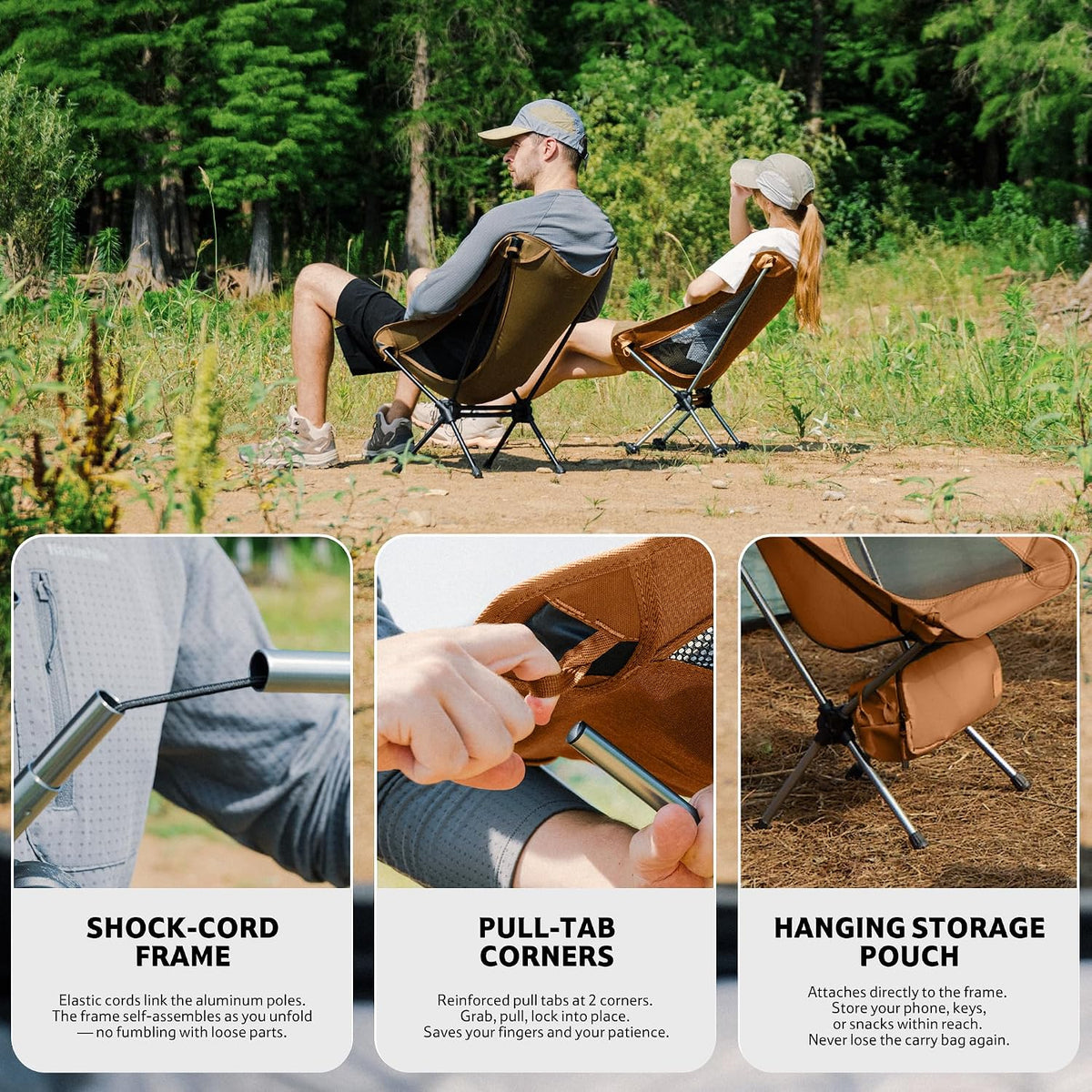 Naturehike YL08 Ultralight Camping Chair — Only 2.12 LBS, Anti-Sinking Feet