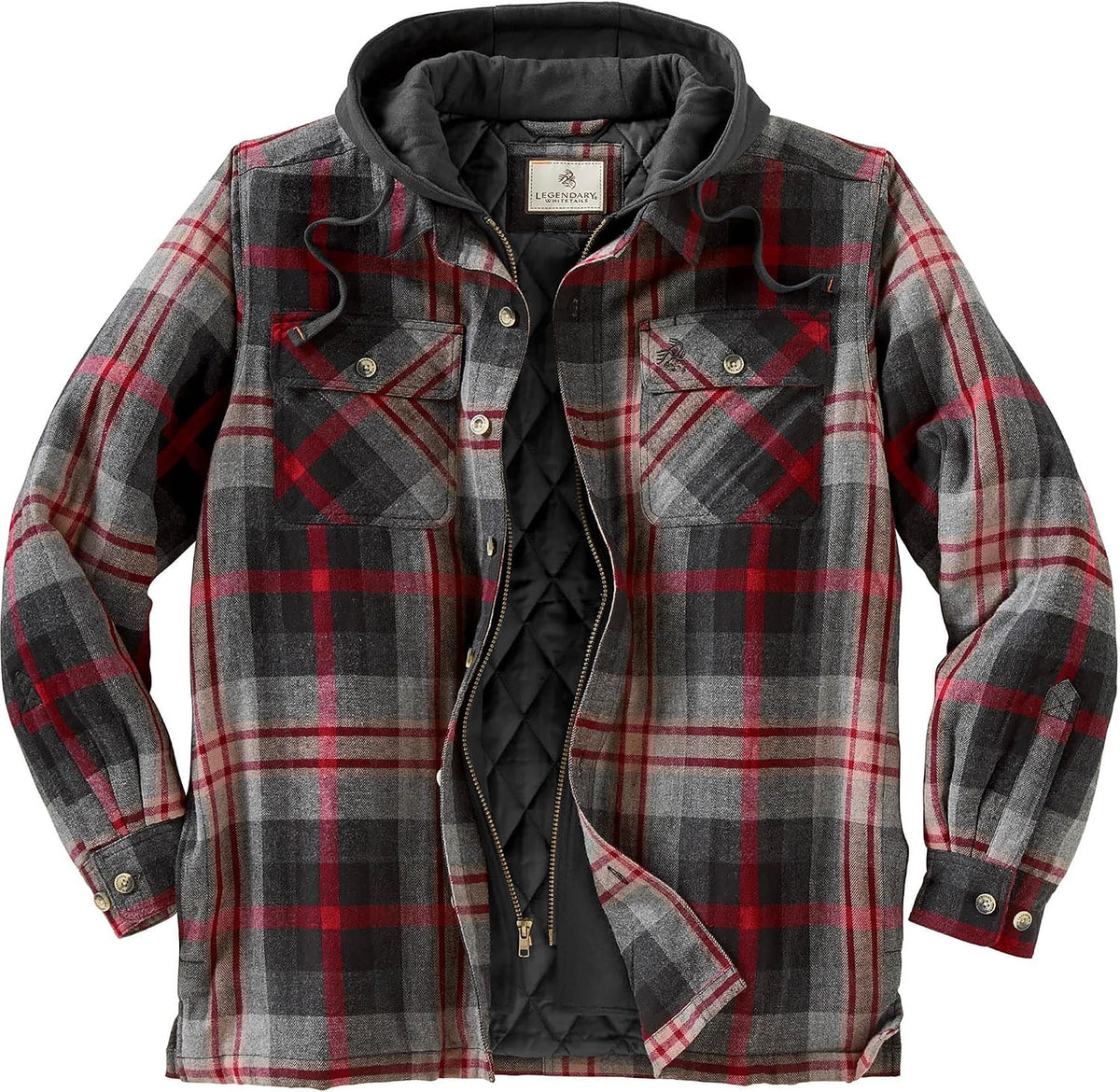 Legendary Whitetails Mens Flannel Shirt Jacket Hooded Insulated Shacket