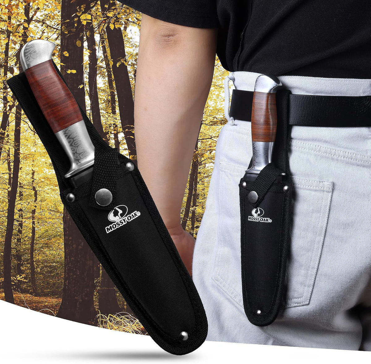 Mossy Oak 2-Piece Fixed Blade Bowie Knife Set with Sheath