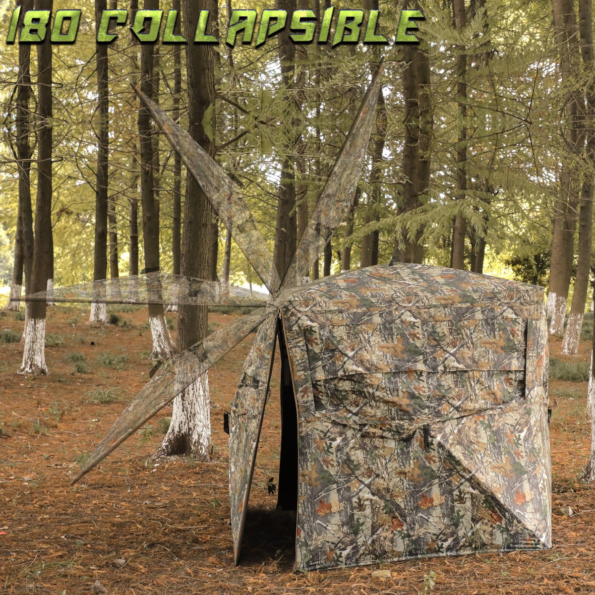 Lenotos Hunting Blind, 2 Person Pop Up Blinds 360 Degree See Through, Portable Durable Hunting Ground Blinds for Deer & Turkey Hunting