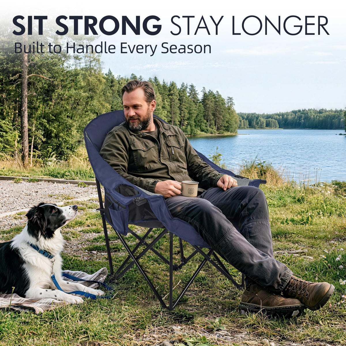 Heated Oversized Camping Chair - Heavy Duty Padded Comfy Warm Outdoor Chair