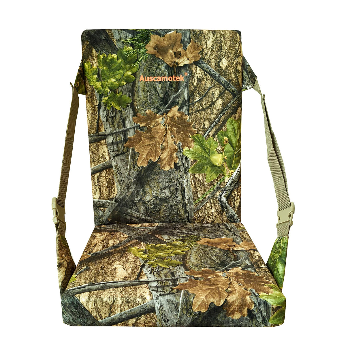 AUSCAMOTEK Camouflage Hunting and Stadium Seat Cushion with Backrest - 5cm Thick, Water-Resistant, Silent Material for Turkey Hunting Fishing Camping and Outdoor Activities