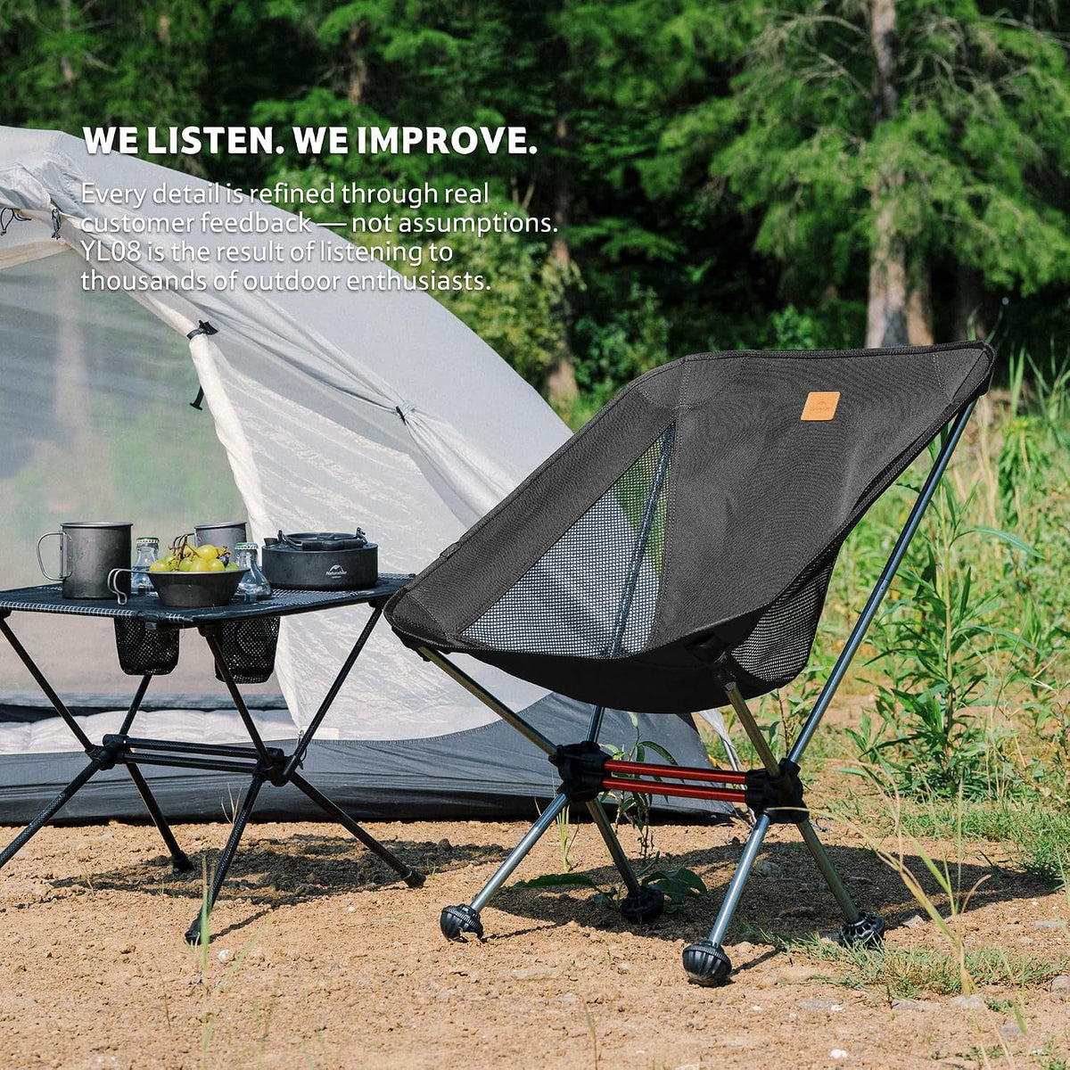 Naturehike YL08 Ultralight Camping Chair — Only 2.12 LBS, Anti-Sinking Feet