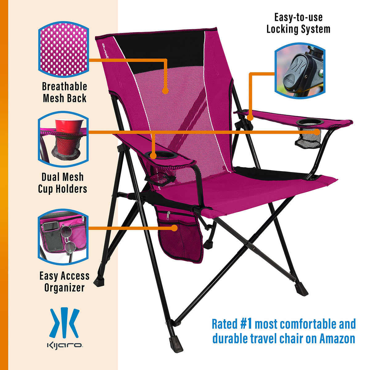 Kijaro Dual Lock Chair Color: Victoria Desert Orange