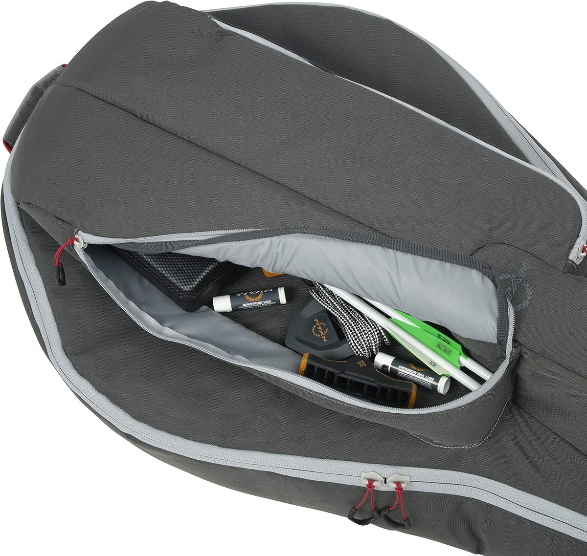 Allen Company Titan Krait Crossbow Case (37"x19.5") Fits Most Narrow Width Bows - Gray/Red - Padded Case - Carry Handle, Backpack Straps - 2 Oversized Pockets for Bolts, Quivers - Crossbow Accessories