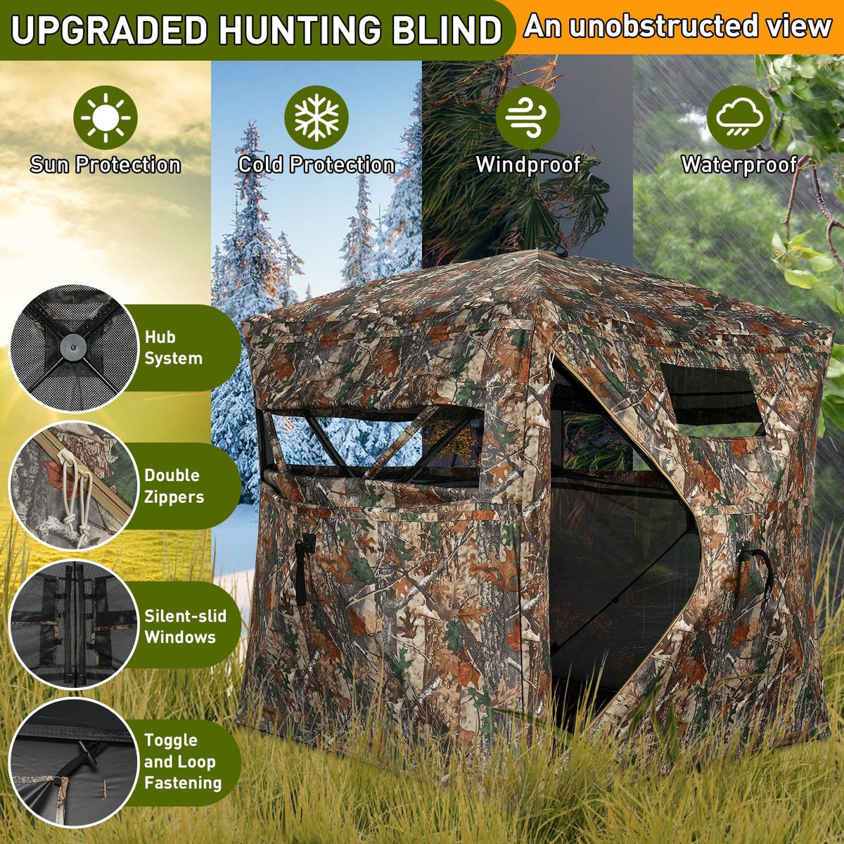 TLC Sport Hunting Blind, 270°/360° See Through Ground Blind for 2-4 Person