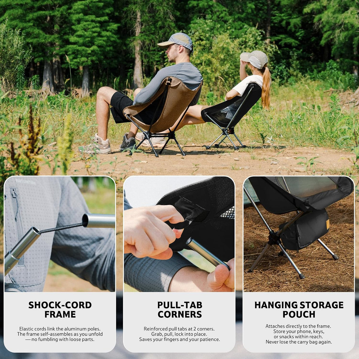 Naturehike YL08 Ultralight Camping Chair — Only 2.12 LBS, Anti-Sinking Feet