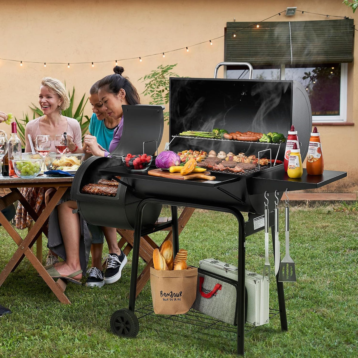 Royal Gourmet CC1830S BBQ Charcoal Grill and Offset Smoker, Outdoor Camping