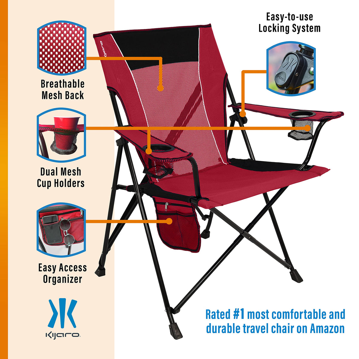 Kijaro Dual Lock Chair Color: Victoria Desert Orange
