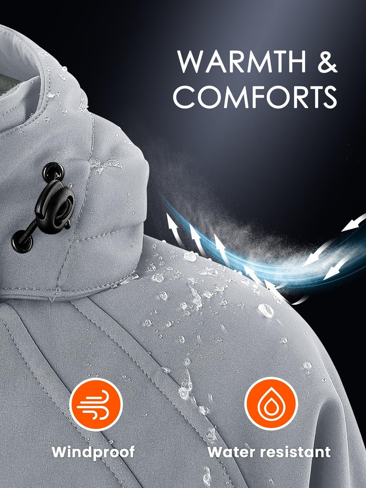 WASOTO Heated Jackets for Women 18400 mAh Battery Pack Water-Resistant Slim Fit with Detachable Hood Hiking Jackets