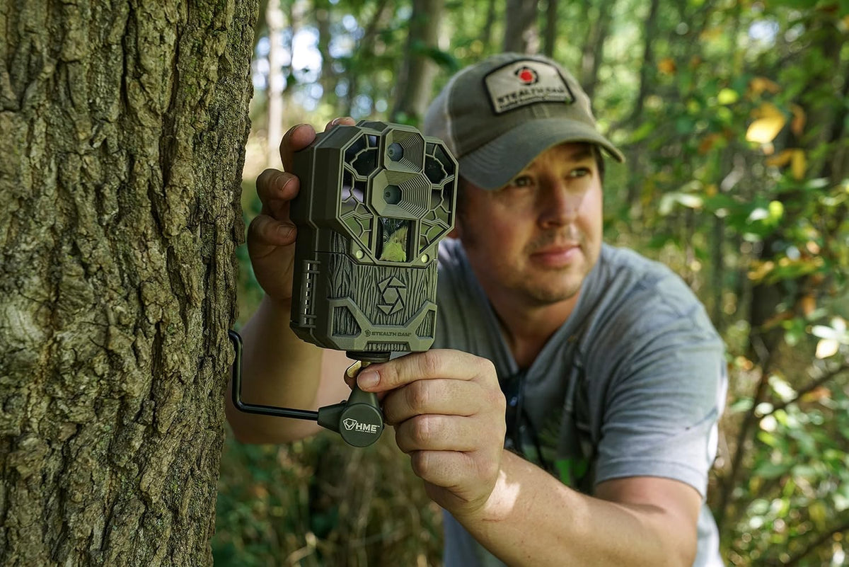 HME Economy Trail Camera Holder with 360-Degree Camera Compact Sturdy Design Easy Installation & Versatile Compatibility