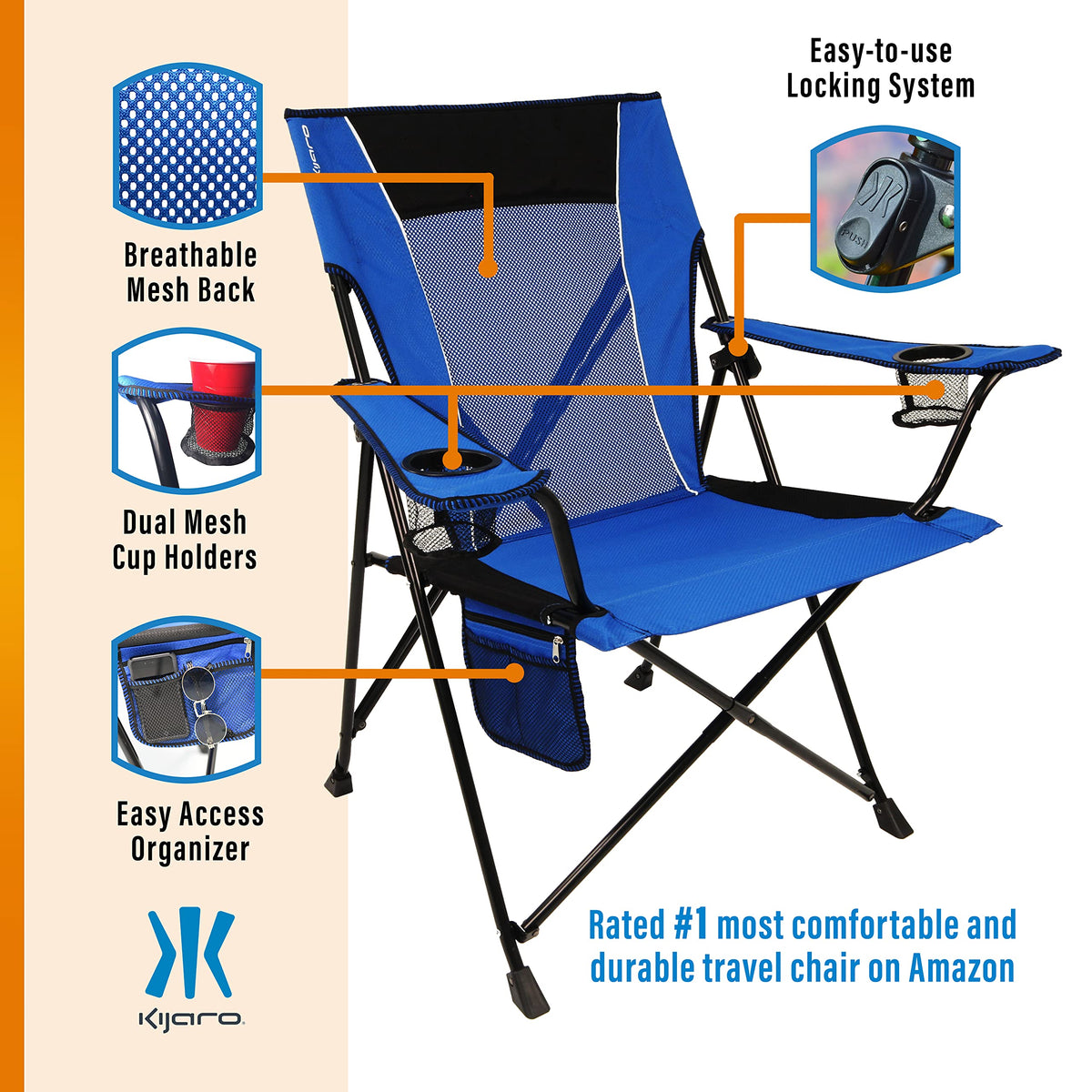 Kijaro Dual Lock Chair Color: Victoria Desert Orange