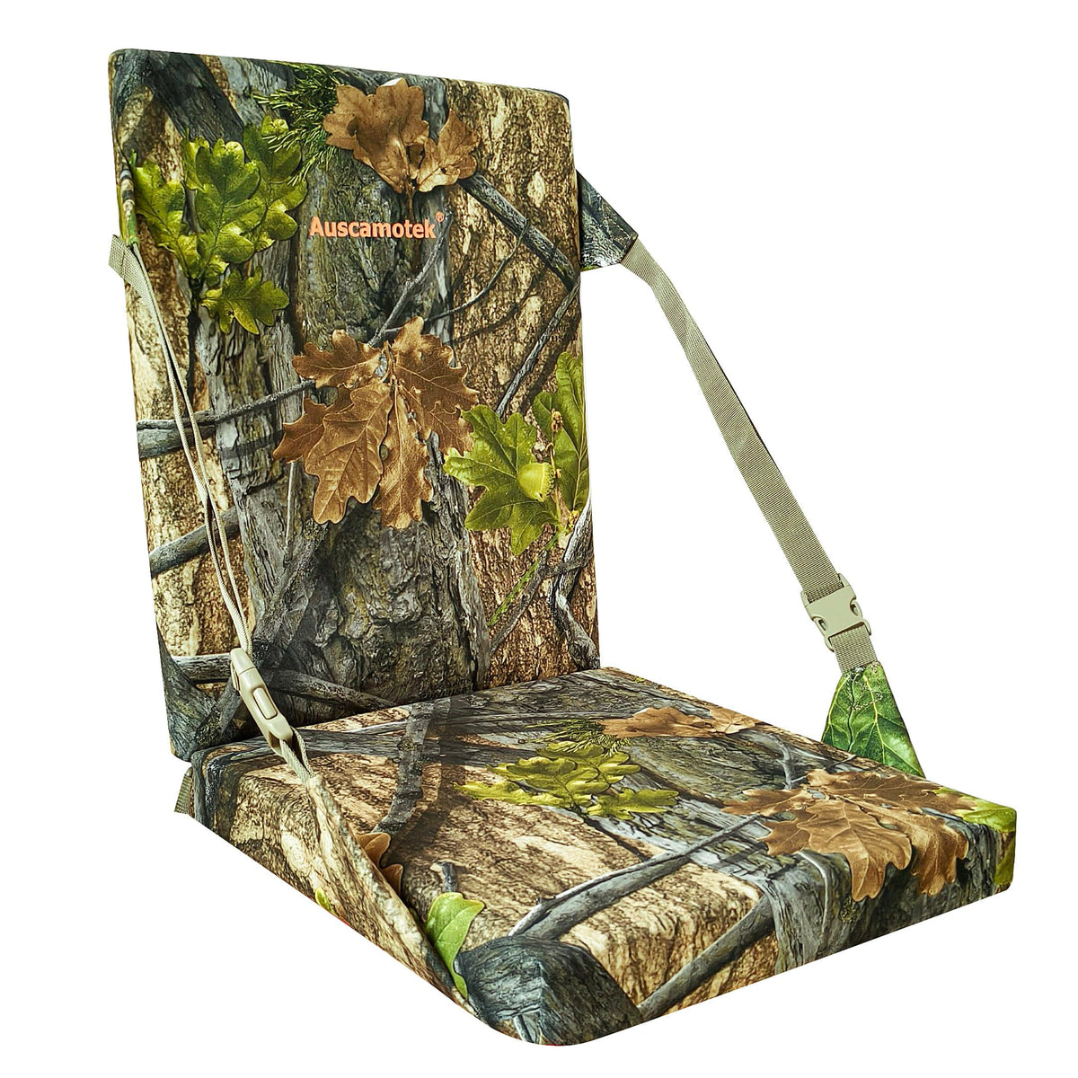 AUSCAMOTEK Camouflage Hunting and Stadium Seat Cushion with Backrest - 5cm Thick, Water-Resistant, Silent Material for Turkey Hunting Fishing Camping and Outdoor Activities