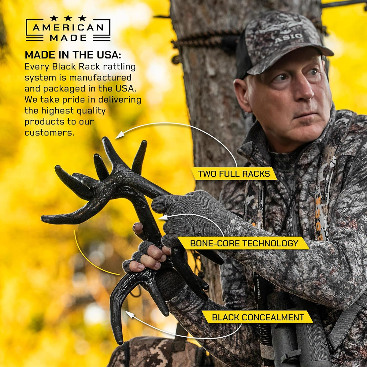 Black Rack Rattling System by Illusion | Rattling Antlers | Rattling Horns | Deer Call | Bone-Core Technology