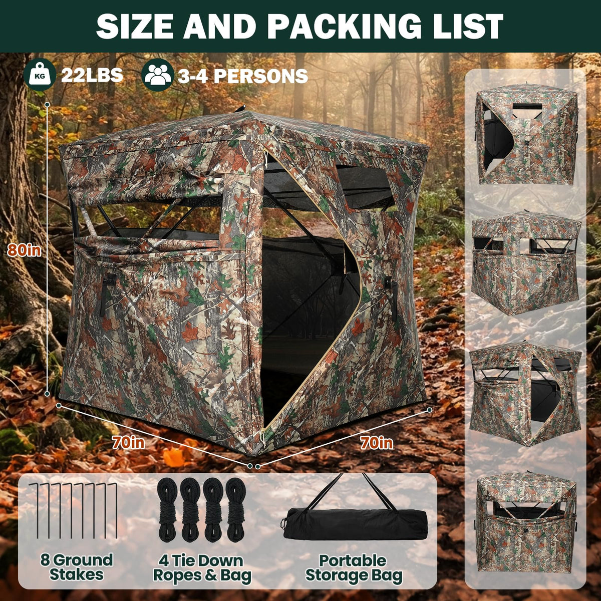 TLC Sport Hunting Blind, 270°/360° See Through Ground Blind for 2-4 Person