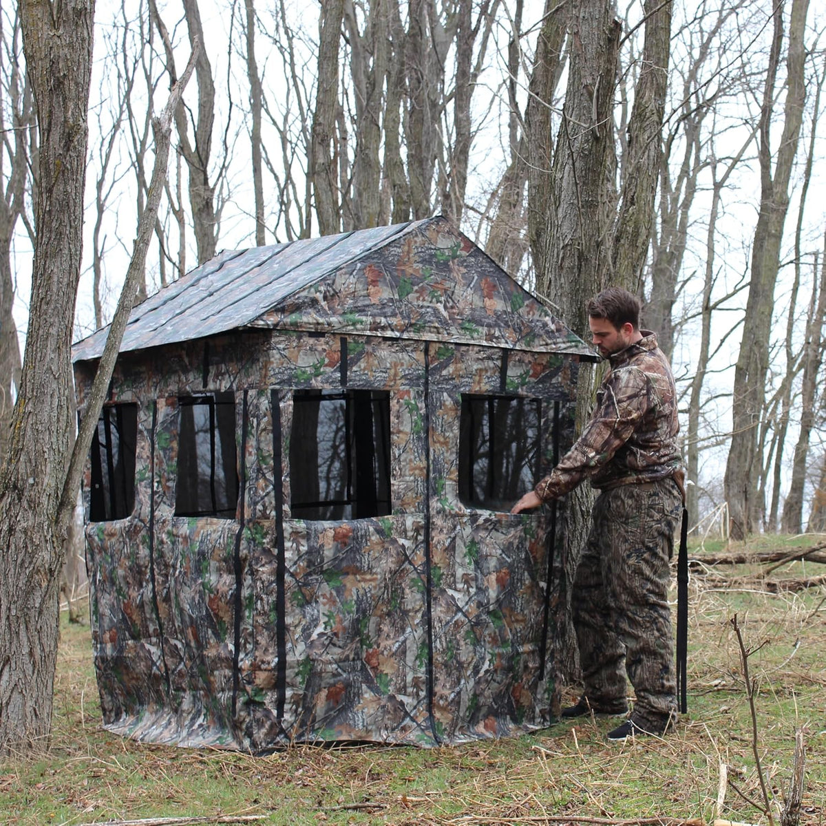 Hunting Blind for Deer Hunting – Heavy-Duty Steel Frame, 8 Shoot-Through Windows, Durable 300D Oxford Fabric, Full Visibility Ground Blind for Bow and Gun Hunters