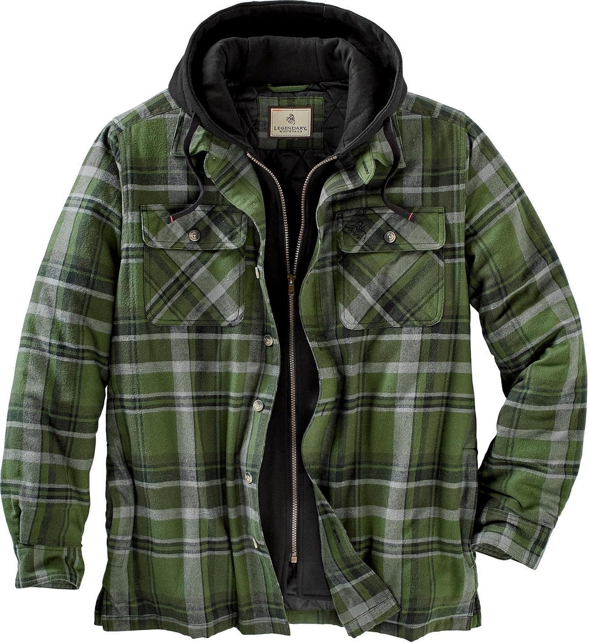Legendary Whitetails Mens Flannel Shirt Jacket Hooded Insulated Shacket