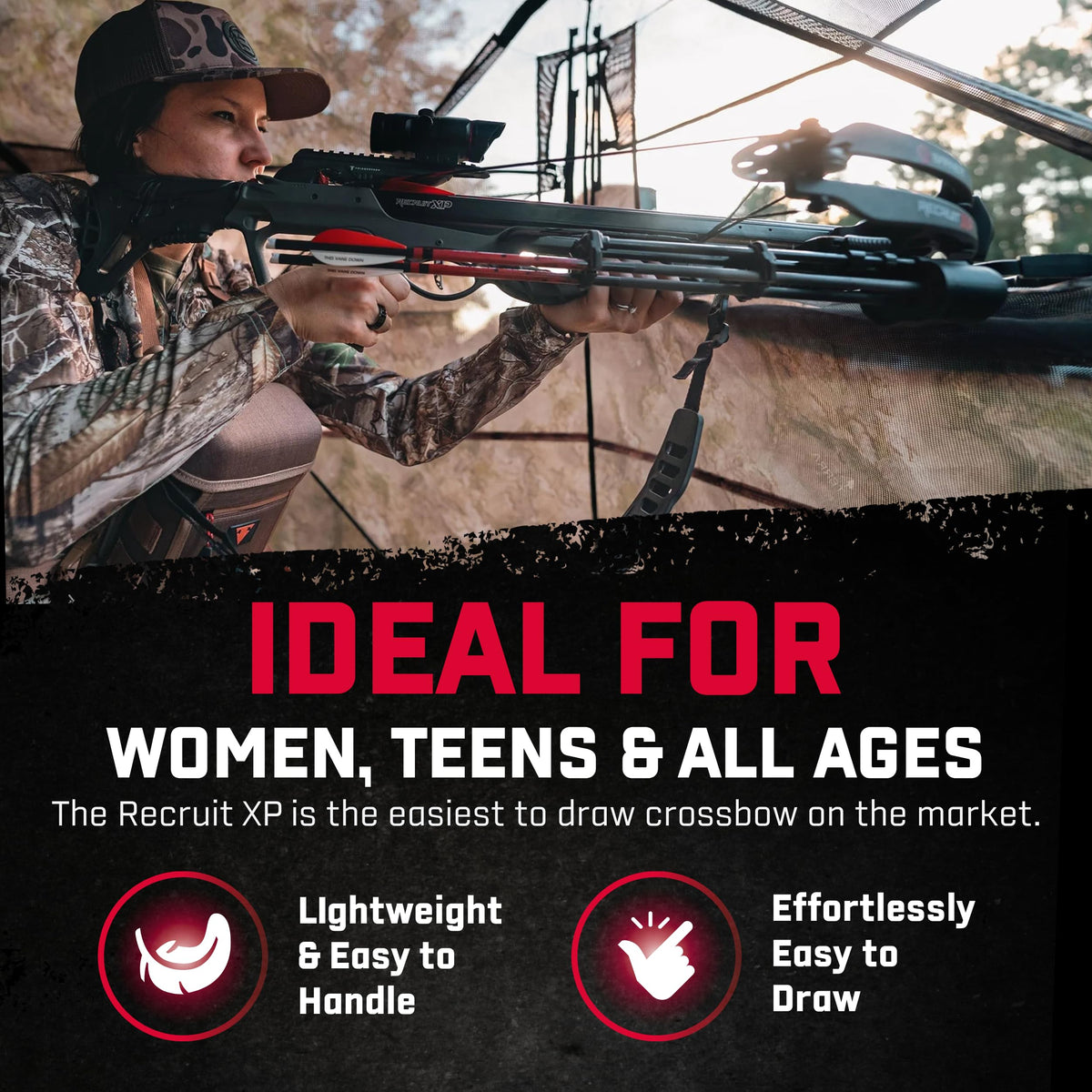 Barnett Recruit XP Crossbow Package, Compact Crossbow with 2 Arrows & 3 Dot Sight, Ideal for Hunting & Training for All Ages