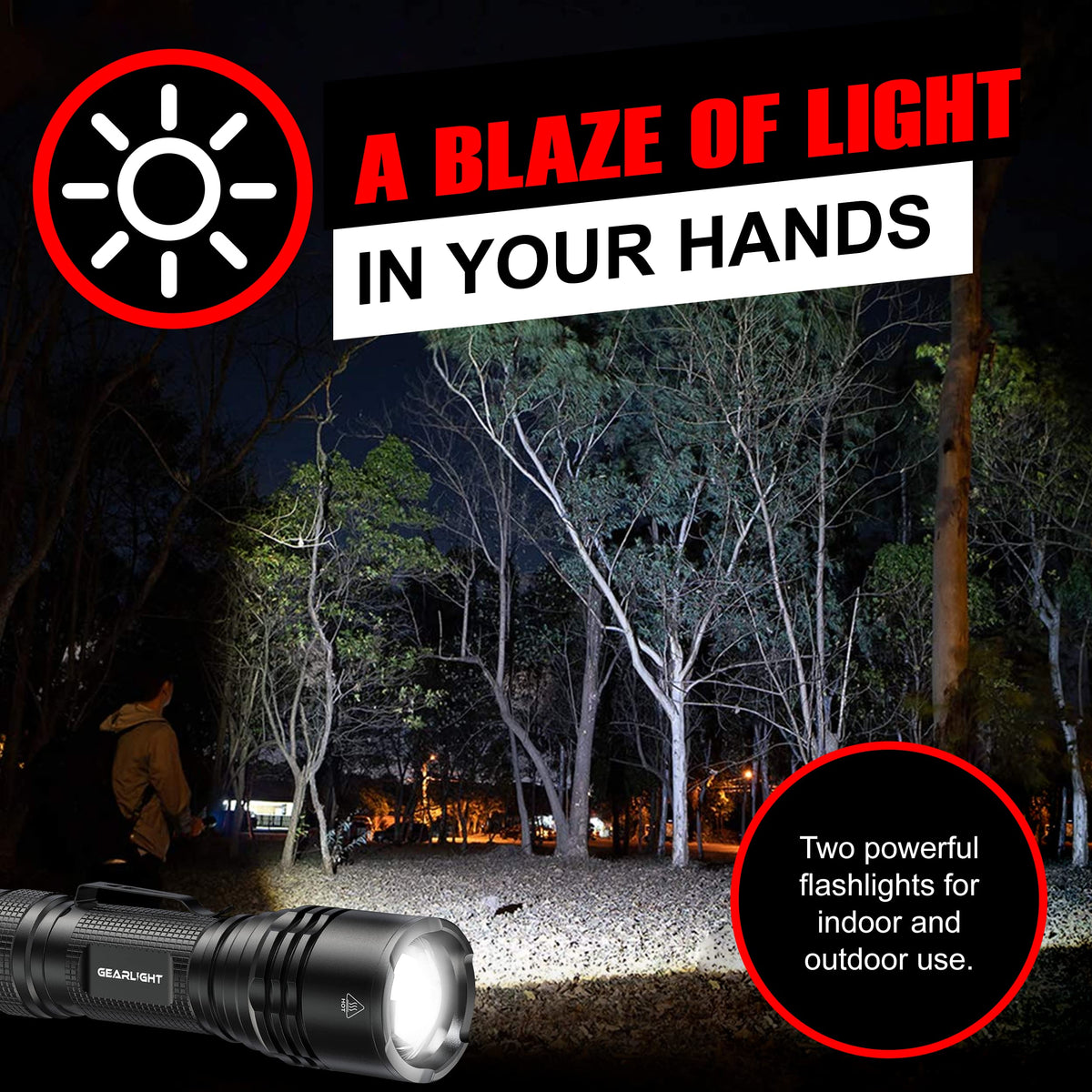 GearLight TAC LED Flashlight Pack - 2 Super Bright, Compact Tactical Flashlights with High Lumens for Outdoor Activity & Emergency Use - Gifts for Men & Women - Desert Tan