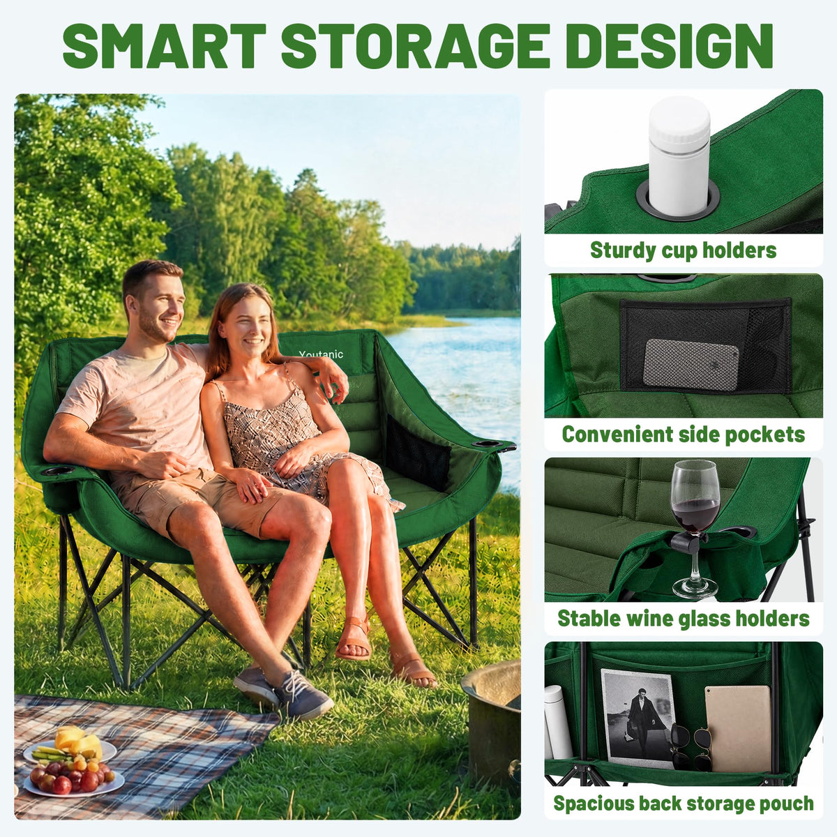 Youtanic Oversized Camping Chair, Portable Folding Camping Chairs