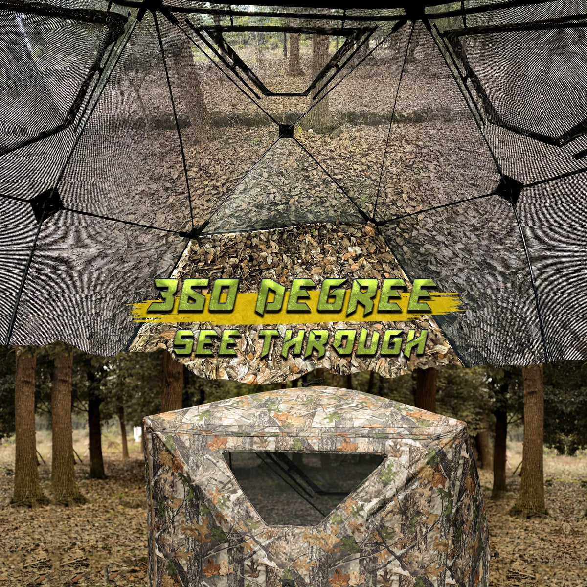 Lenotos Hunting Blind, 2 Person Pop Up Blinds 360 Degree See Through, Portable Durable Hunting Ground Blinds for Deer & Turkey Hunting