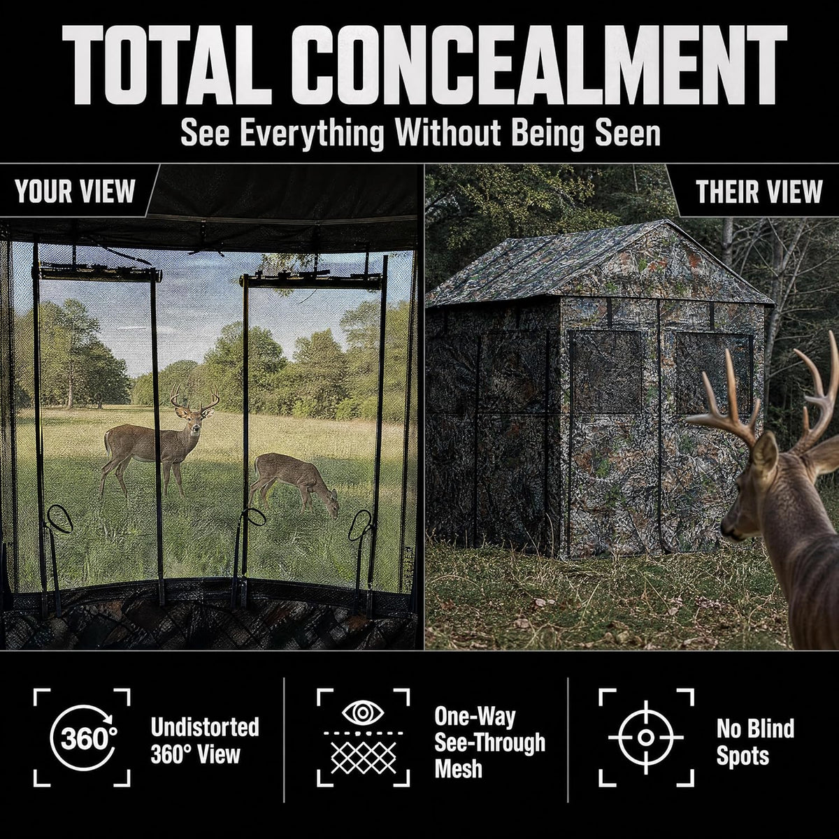 Hunting Blind for Deer Hunting – Heavy-Duty Steel Frame, 8 Shoot-Through Windows, Durable 300D Oxford Fabric, Full Visibility Ground Blind for Bow and Gun Hunters