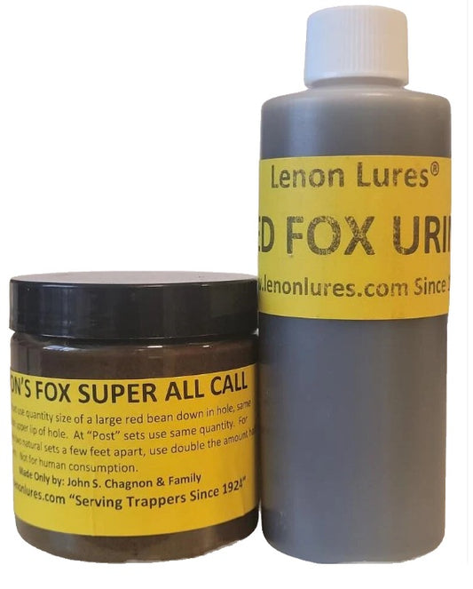 Lenon Lures Fox Trappers Special - 4 oz Fox Super All Call Lure & 4 oz Red Fox Urine