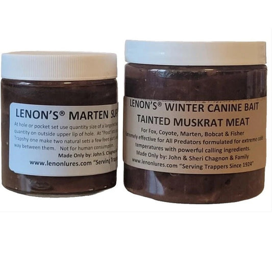 Lenon Lures Marten Trappers Special 4 oz Jar Marten Super All Call & 8 oz Jar Winter Canine Bait