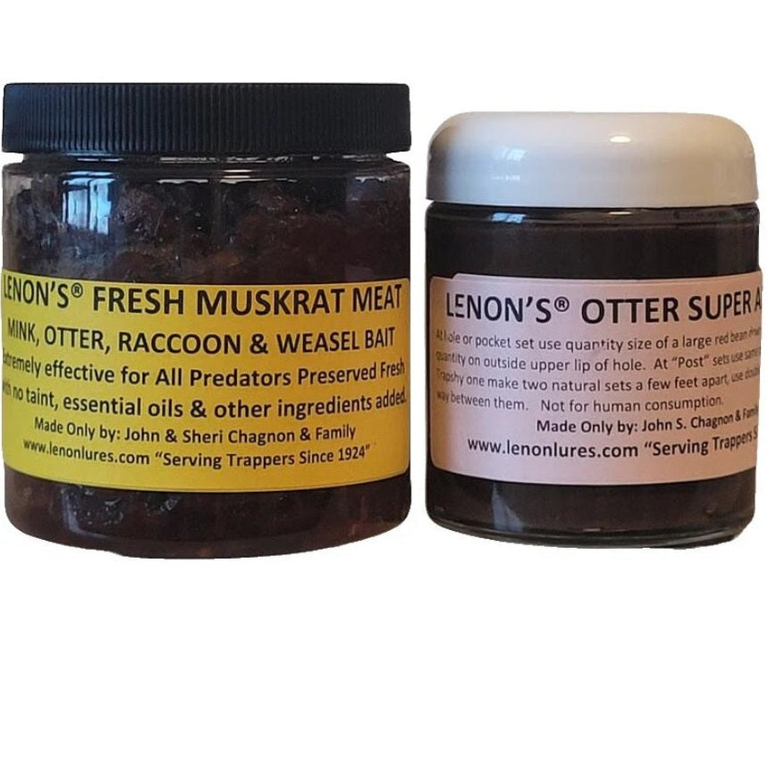 Lenon Lures Otter Special - 4 oz Otter Super All Call Lure & 8 oz. Fresh Muskrat Meat Bait